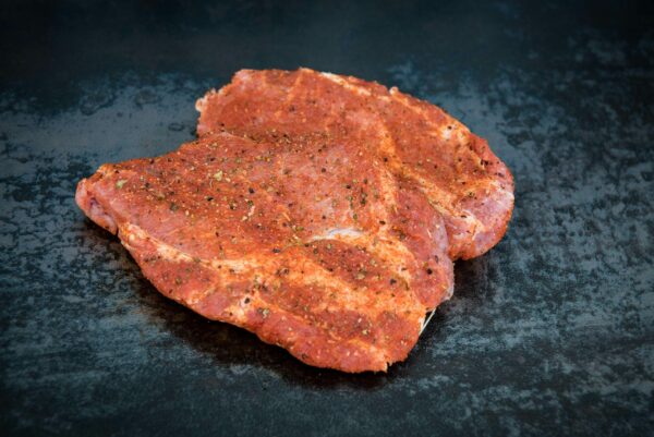 Duroc Schweinenackensteaks ,,Rote Sau" ca. 2 x 200g (Schweinenackensteaks gewürzt mit Roter Sau klein scaled) - Kaufe Online Fleisch, Grills und Zubehör